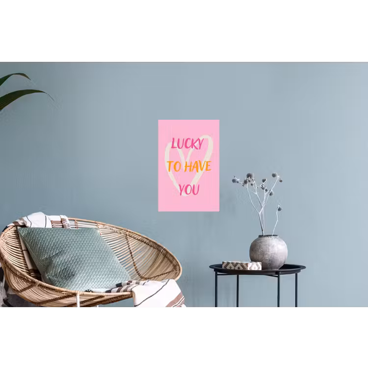 Lucky - Love - Valentijn - Roze Muursticker klein -plant