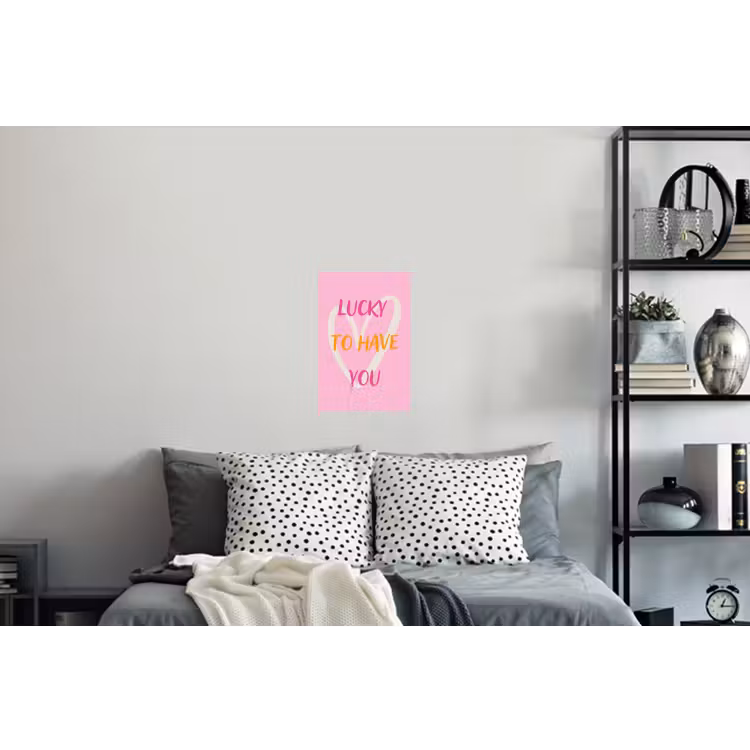 Lucky - Love - Valentijn - Roze Muursticker klein -slaapkamer