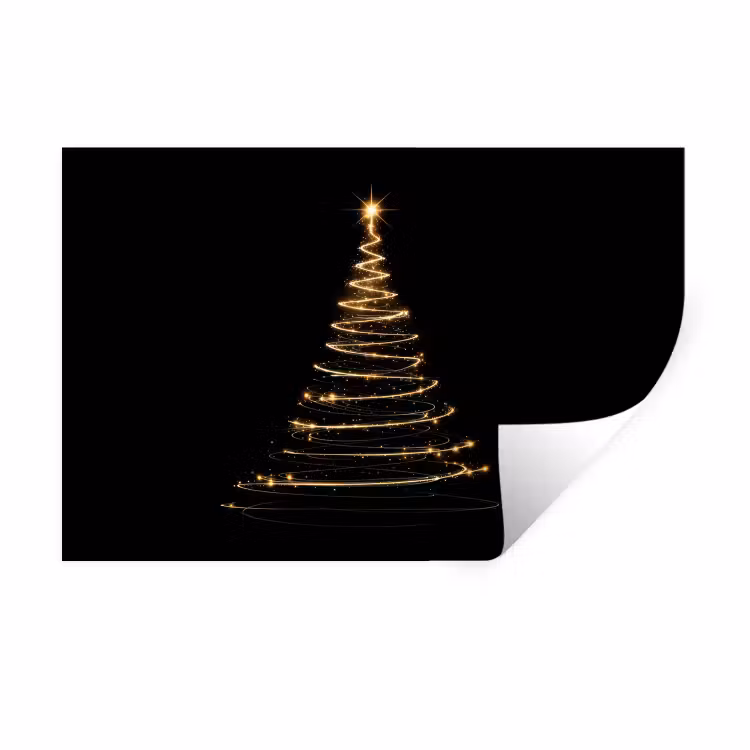 Magisch - Kerstboom - Lichtspiralen - Zwart Muursticker klein -3d