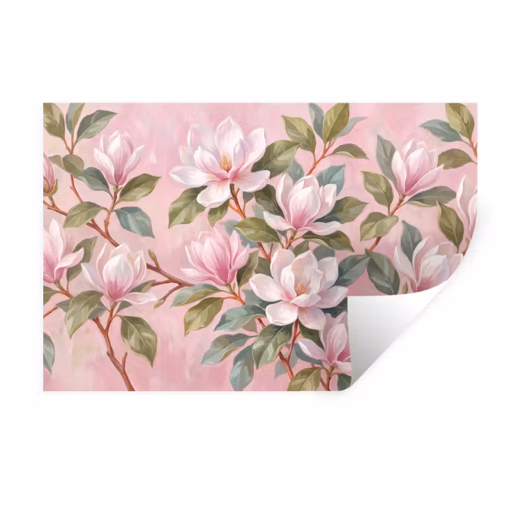 Magnolia's - Patroon - Roze Muursticker klein -3d