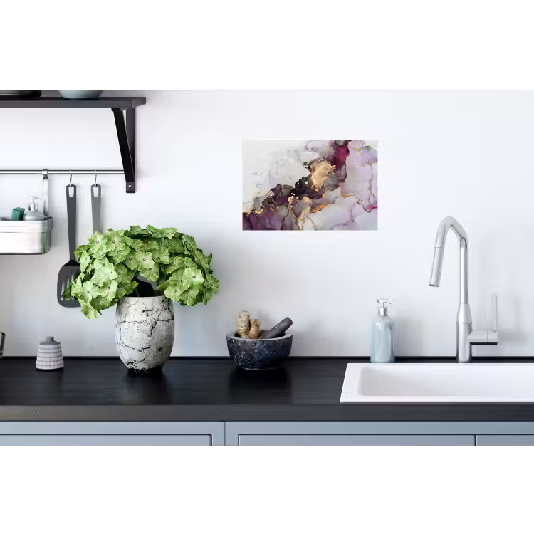 Marmer - Abstract - Goud - Paars Muursticker klein -keuken