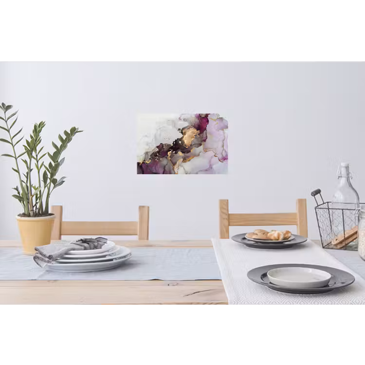 Marmer - Abstract - Goud - Paars Muursticker klein -eettafel