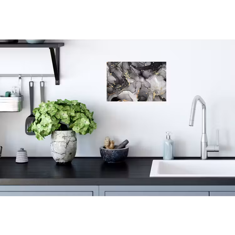 Marmer - Zwart - Goud - Grijs Muursticker klein -keuken