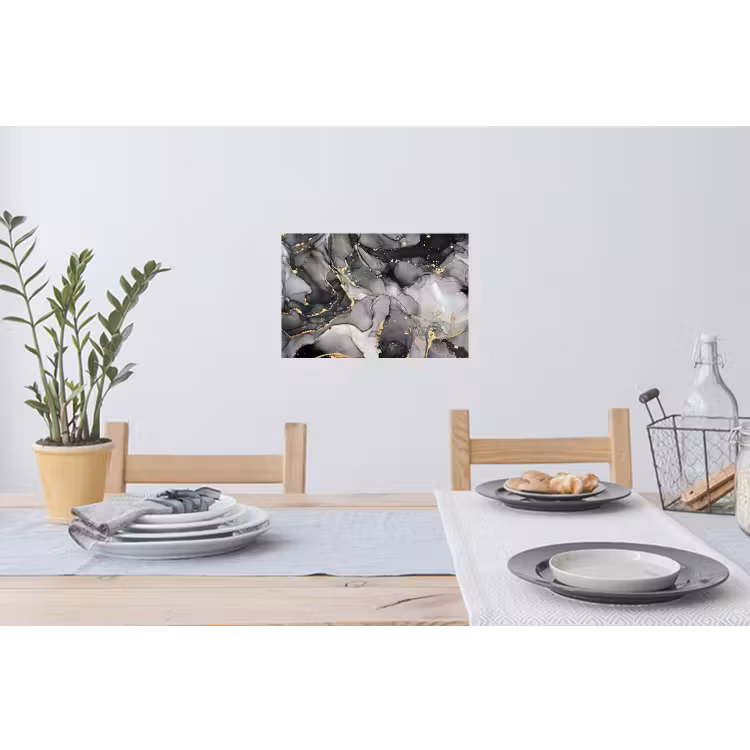 Marmer - Zwart - Goud - Grijs Muursticker klein -eettafel
