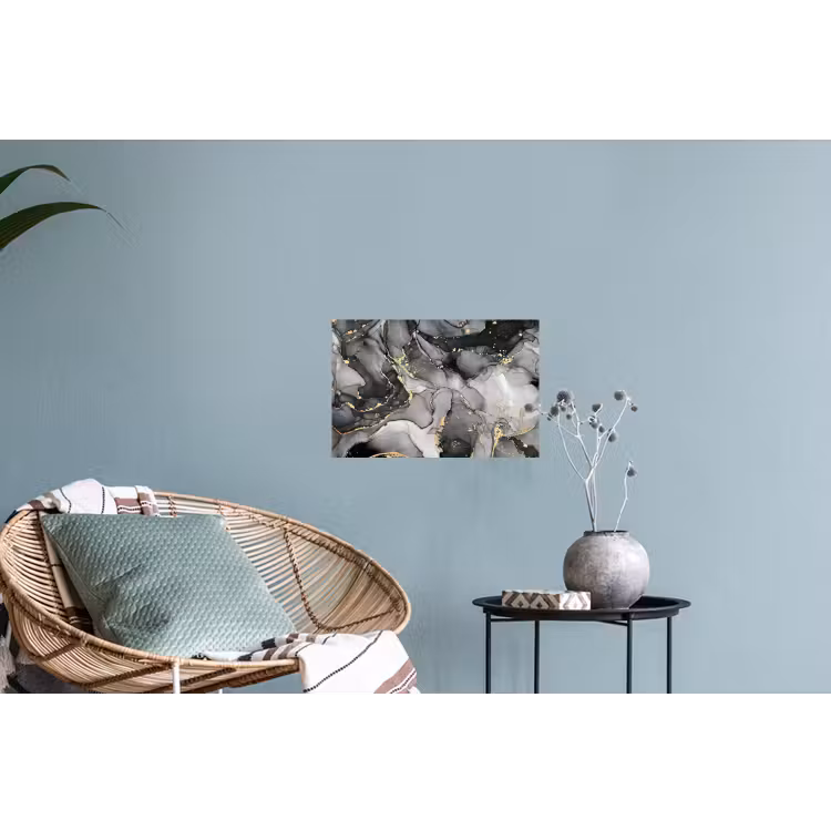 Marmer - Zwart - Goud - Grijs Muursticker klein -plant