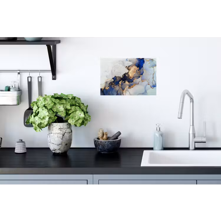 Marmer - Blauw - Goud Muursticker klein -keuken