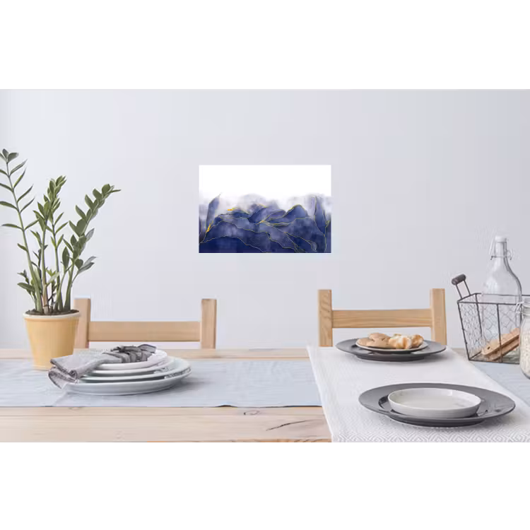 Marmer - Blauw - Marmerlook - Goud - Textuur Muursticker klein -eettafel