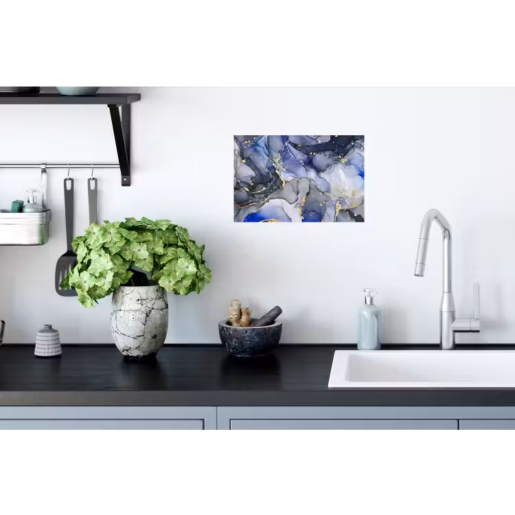 Marmer - Goud - Abstract - Blauw Muursticker klein -keuken