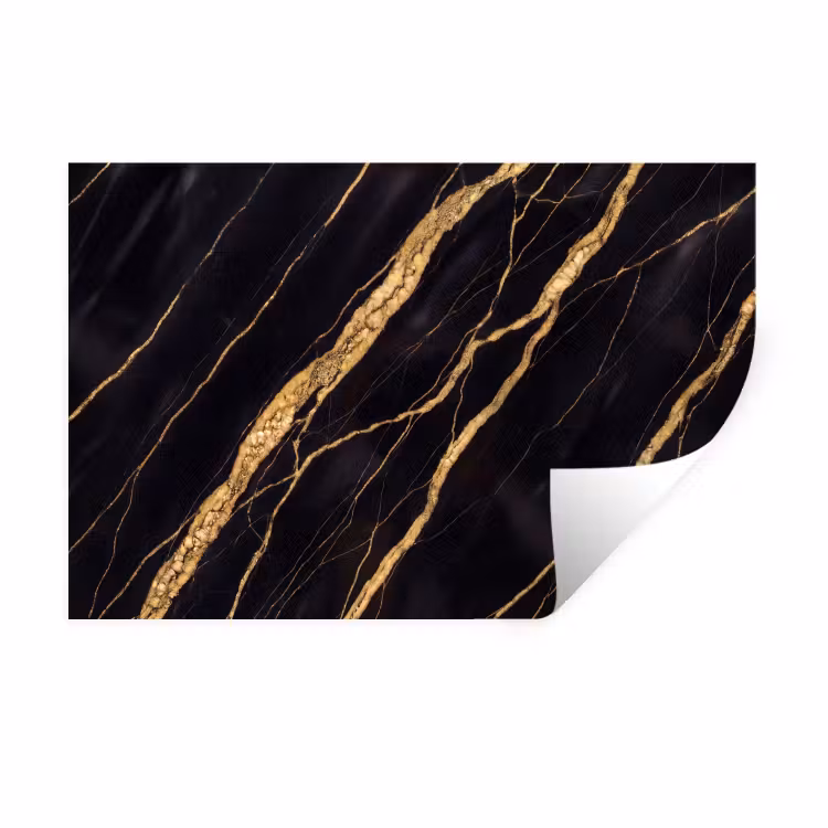 Marmer - Goud - Textuur - Abstract - Zwart Muursticker klein -3d