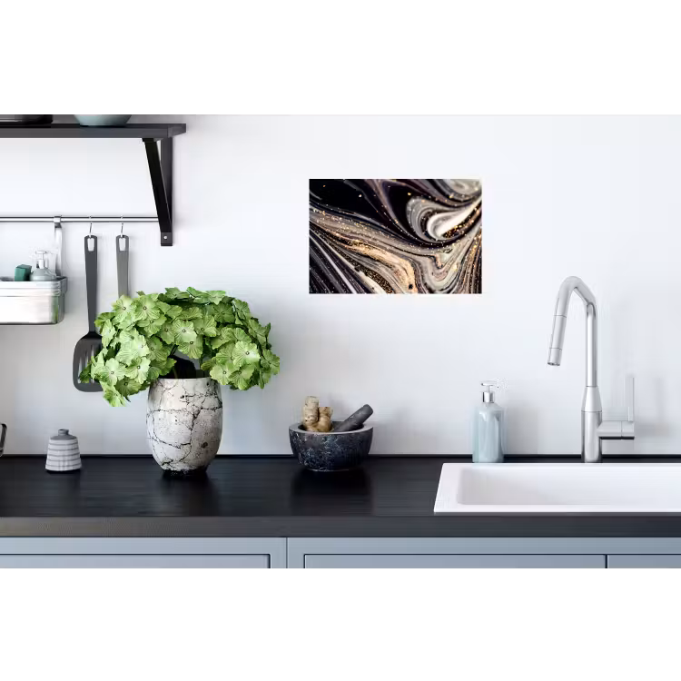 Marmerlook - Zwart - Goud - Wit - Glitter - Marmer Muursticker klein -keuken