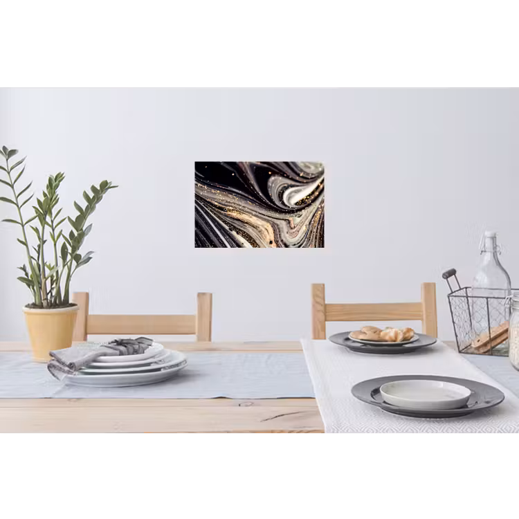 Marmerlook - Zwart - Goud - Wit - Glitter - Marmer Muursticker klein -eettafel