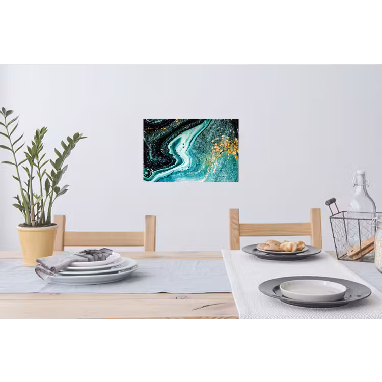 Marmerlook - Blauw - Goud - Glitter - Luxe - Marmer Muursticker klein -eettafel