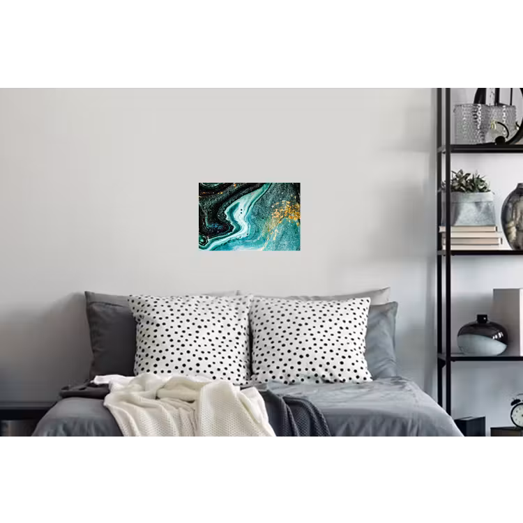 Marmerlook - Blauw - Goud - Glitter - Luxe - Marmer Muursticker klein -slaapkamer