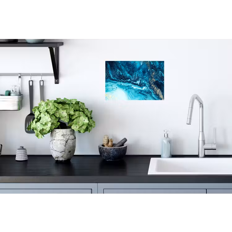 Marmerlook - Blauw - Goud - Luxe - Glitter - Marmer Muursticker klein -keuken