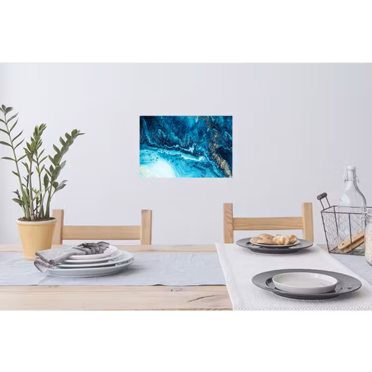 Marmerlook - Blauw - Goud - Luxe - Glitter - Marmer Muursticker klein -eettafel