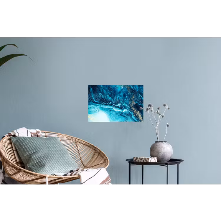 Marmerlook - Blauw - Goud - Luxe - Glitter - Marmer Muursticker klein -plant