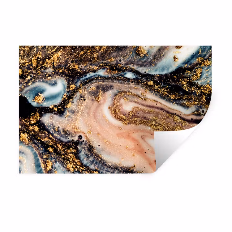 Marmerlook - Goud - Zwart - Glitter - Chic Muursticker klein -3d