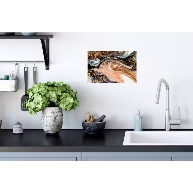 Marmerlook - Goud - Zwart - Glitter - Chic Muursticker klein -keuken
