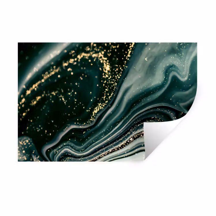 Marmerlook - Goud - Groen - Glitter - Design - Marmer Muursticker klein -3d