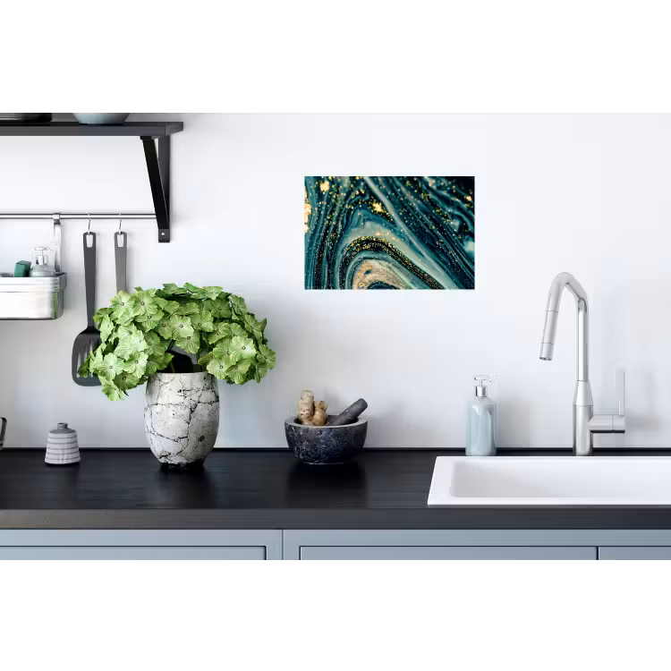 Marmerlook - Luxe - Goud - Turquoise - Glitter Muursticker klein -keuken