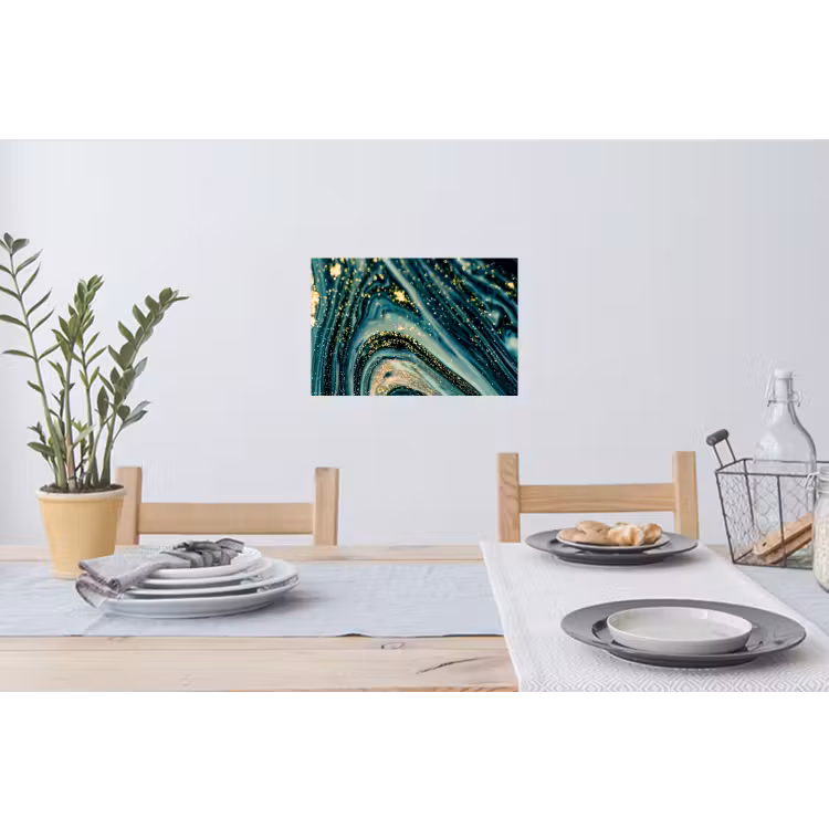 Marmerlook - Luxe - Goud - Turquoise - Glitter Muursticker klein -eettafel