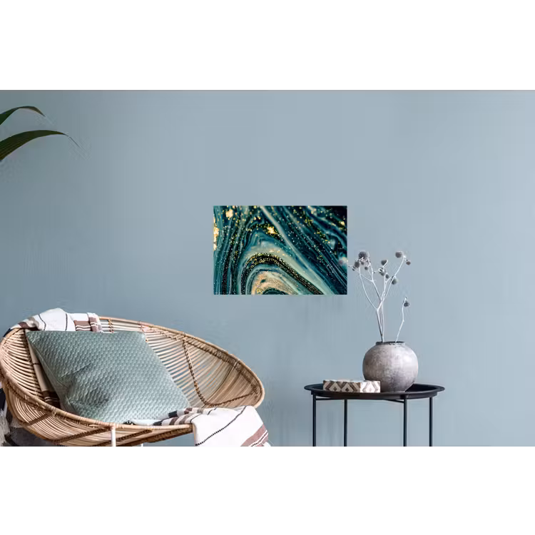 Marmerlook - Luxe - Goud - Turquoise - Glitter Muursticker klein -plant