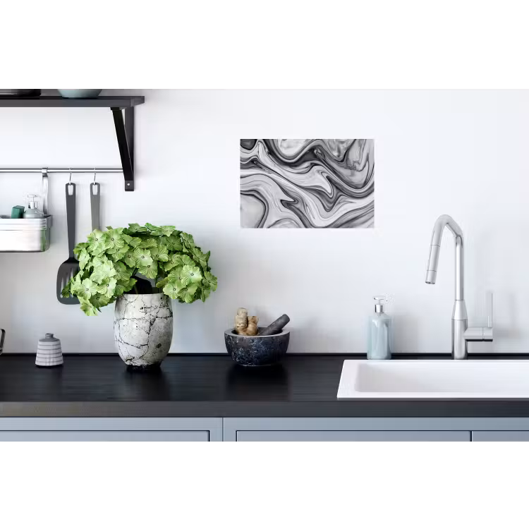 Marmer - Patronen - Grijs - Marmerlook - Zwart Muursticker klein -keuken