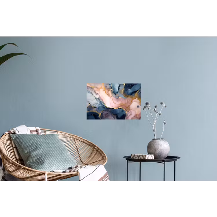 Marmer - Roze - Blauw Muursticker klein -plant