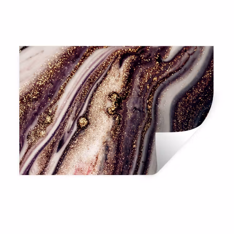 Marmer - Roze - Goud - Glitter - Marmerlook Muursticker klein -3d