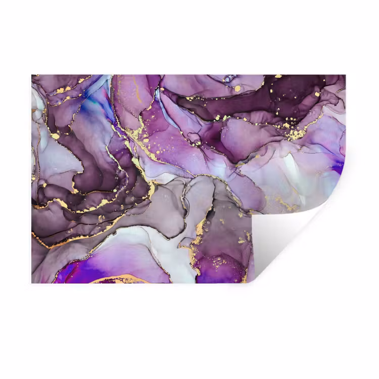 Marmer - Roze - Paars - Gold Muursticker klein -3d