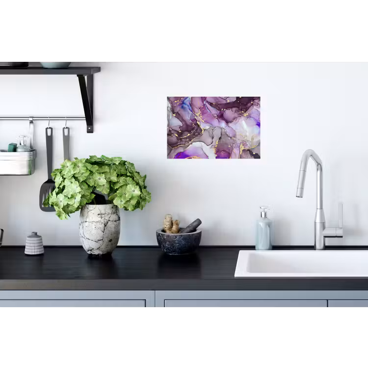 Marmer - Roze - Paars - Gold Muursticker klein -keuken