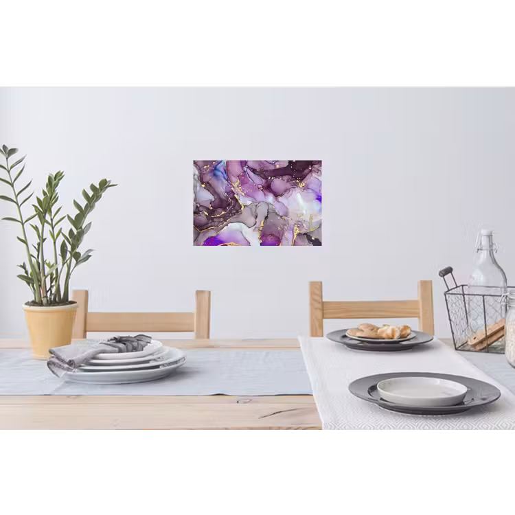 Marmer - Roze - Paars - Gold Muursticker klein -eettafel
