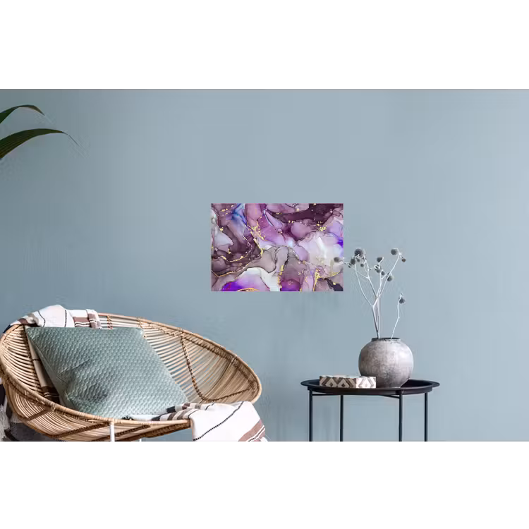 Marmer - Roze - Paars - Gold Muursticker klein -plant