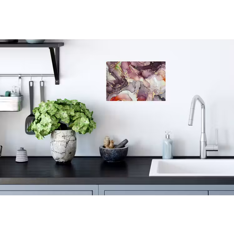Marmer - Rood - Paars - Goud Muursticker klein -keuken