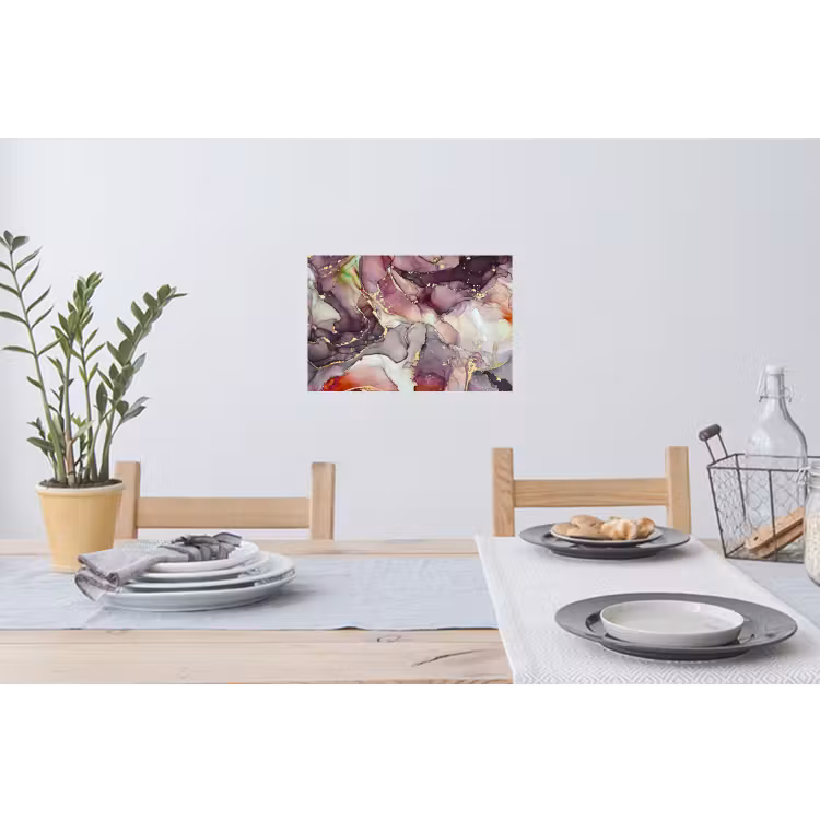 Marmer - Rood - Paars - Goud Muursticker klein -eettafel