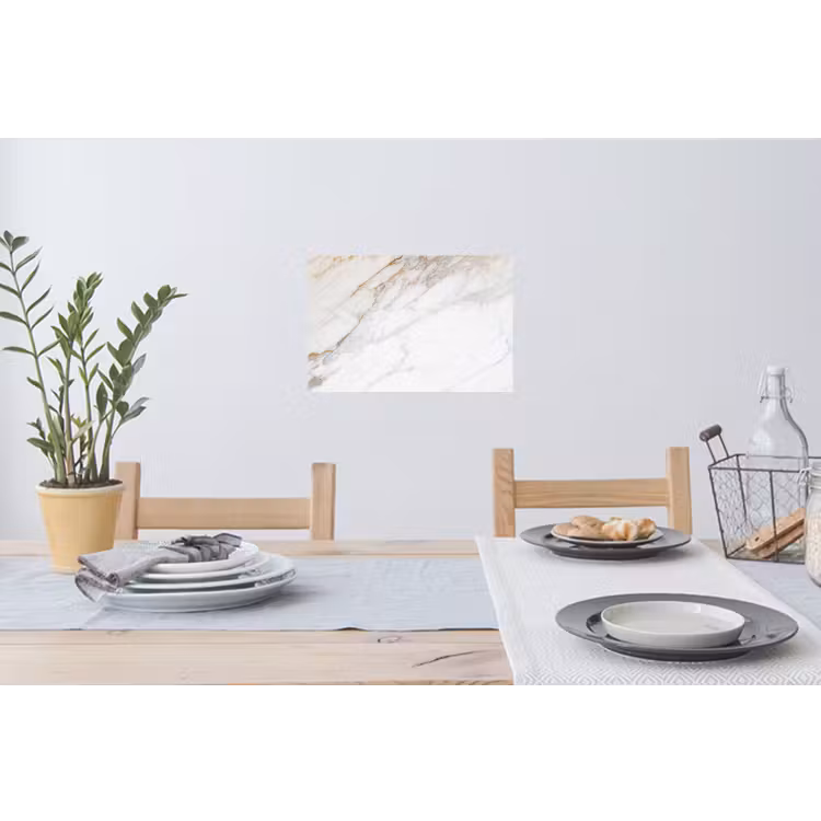 Marmer - Steen - Wit - Goud - Marmerlook - Steen - Luxe Muursticker klein -eettafel