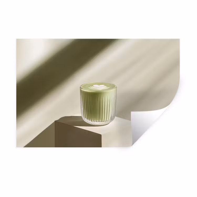 Matcha - Glas - Groen - Minimalistisch Muursticker klein -3d