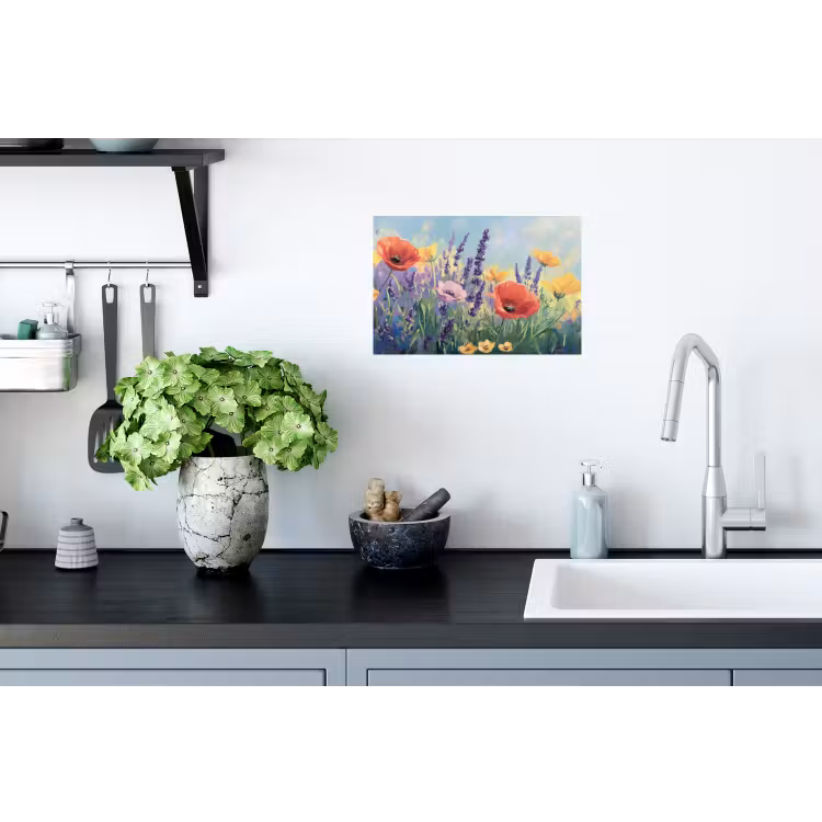 Weide - Bloemen - Kleurrijk Muursticker klein -keuken