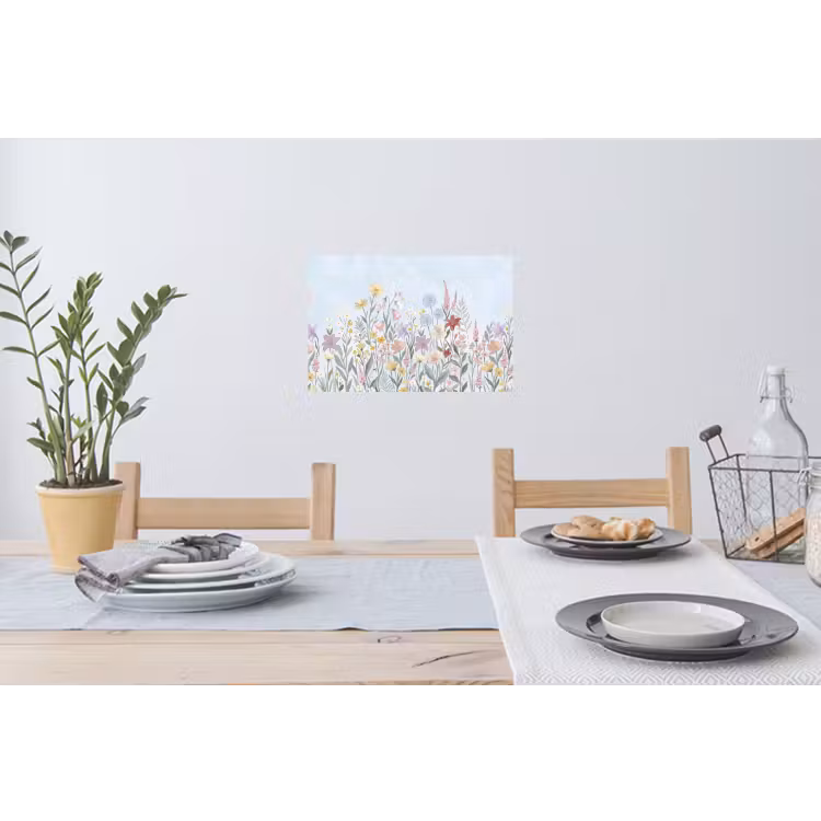 Weidebloemen - Illustratie - Kleurrijk Muursticker klein -eettafel