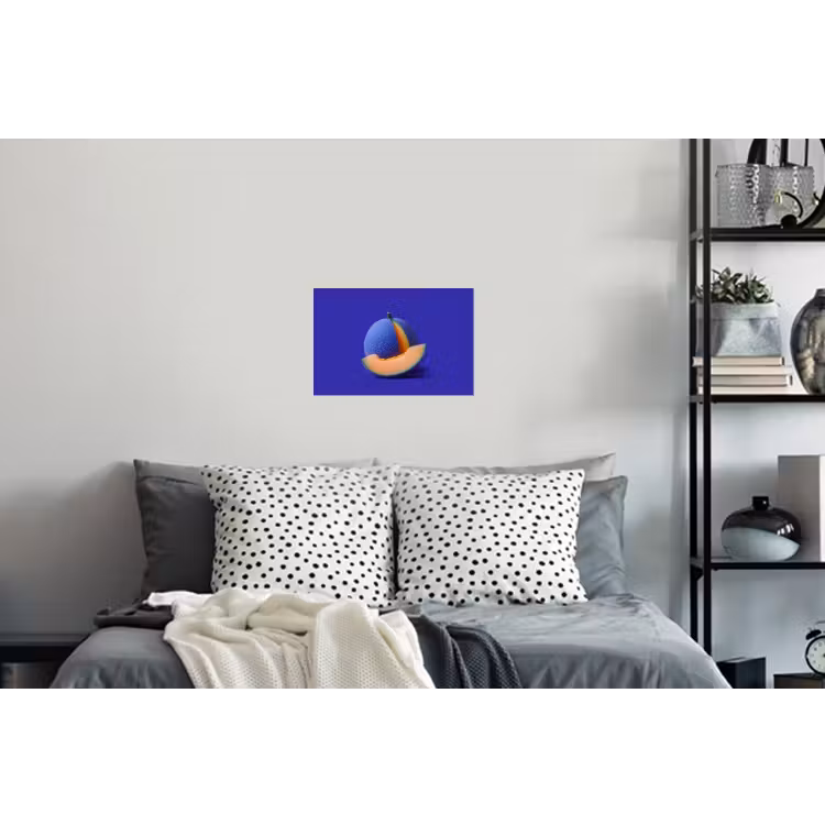 Meloen - Blauw - Oranje - Kunstzinnig Muursticker klein -slaapkamer