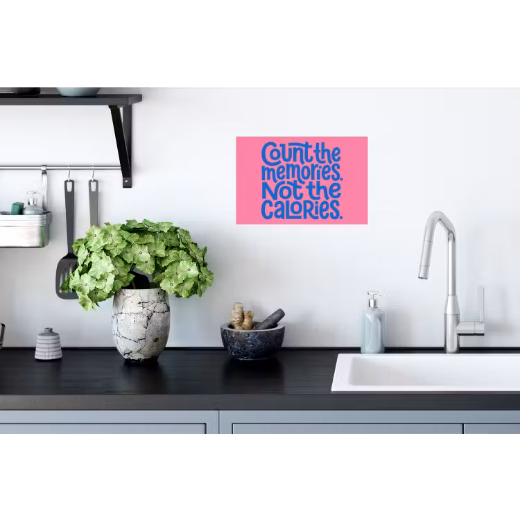 Memories - Roze - Blauw - Quote Muursticker klein -keuken