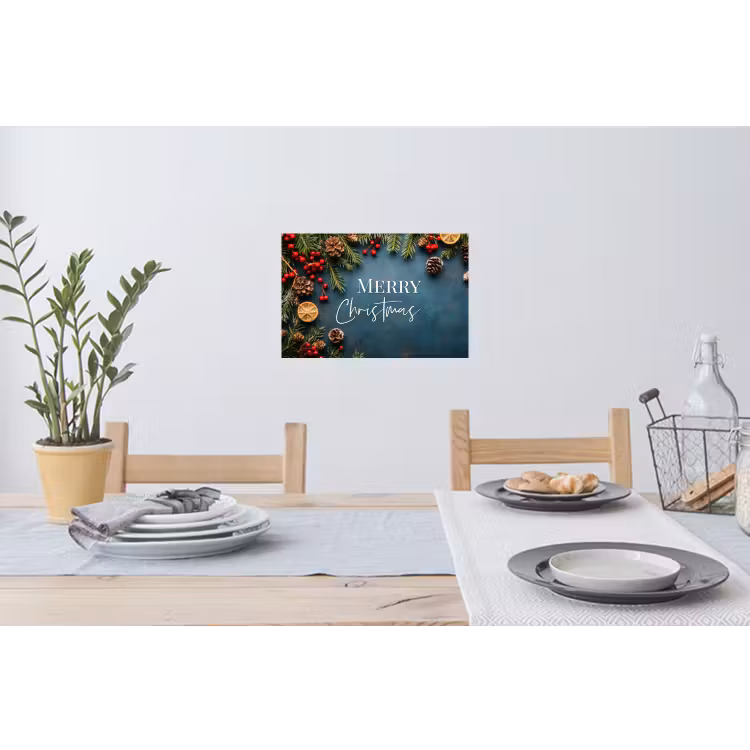 Merry Christmas - Blauw - Kerst - Winter Muursticker klein -eettafel