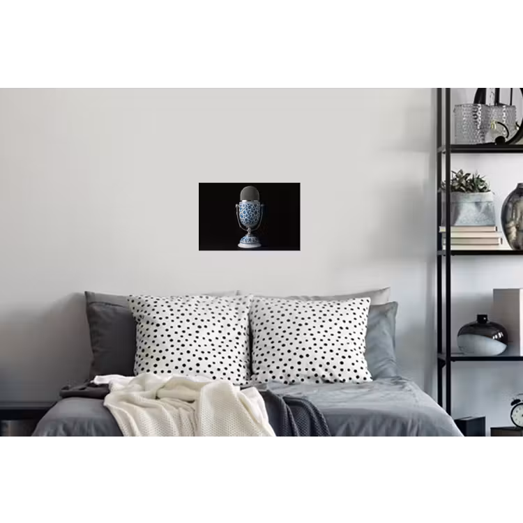 Microfoon - Delfts blauw - Muziek Muursticker klein -slaapkamer