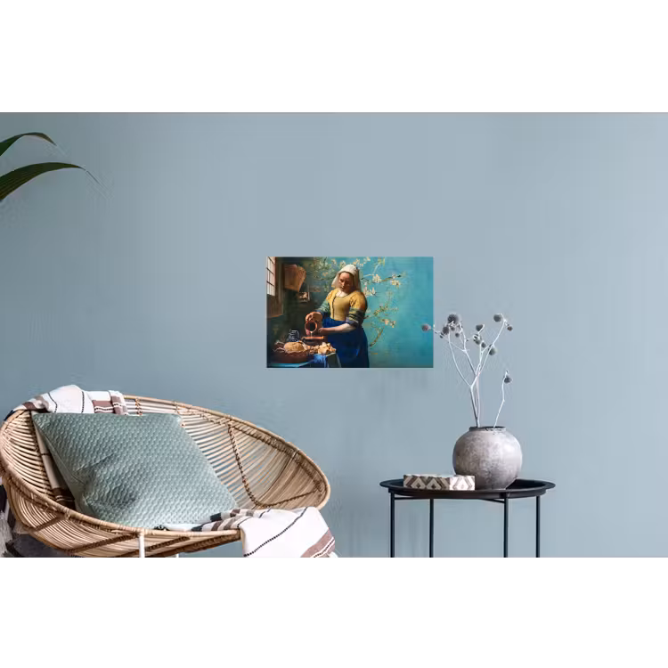 Melkmeisje - Amandelbloesem - Van Gogh - Vermeer - Schilderij - Oude meesters Muursticker klein -plant