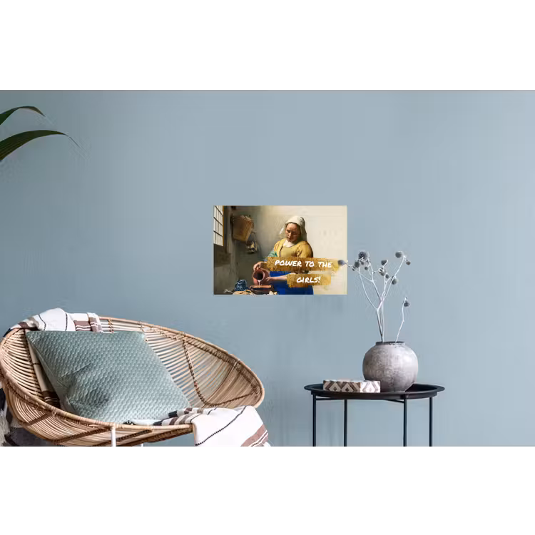 Melkmeisje - Goud - Quotes - Schilderij - Oude meesters Muursticker klein -plant