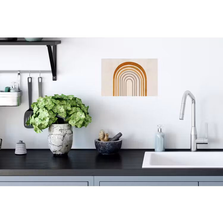 Minimalistisch - Boog - Lijnen - Beige Muursticker klein -keuken