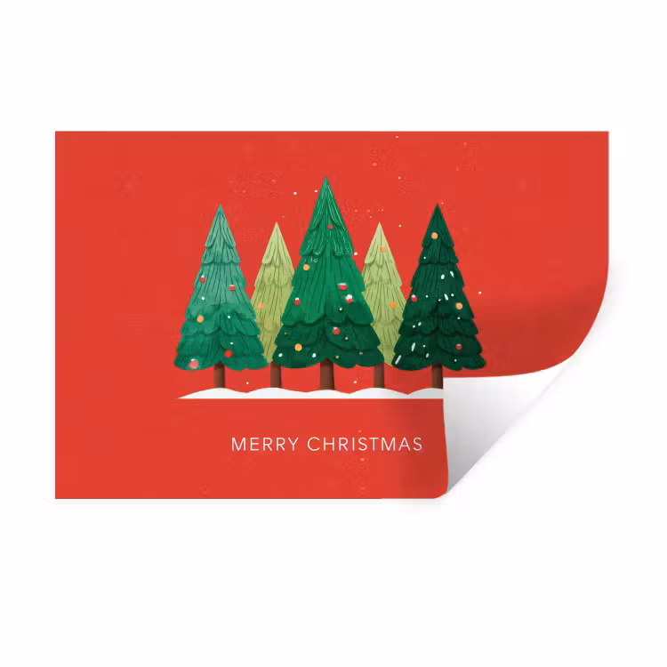 Minimalistisch - Kerstbomen - Rood - Sneeuw Muursticker klein -3d
