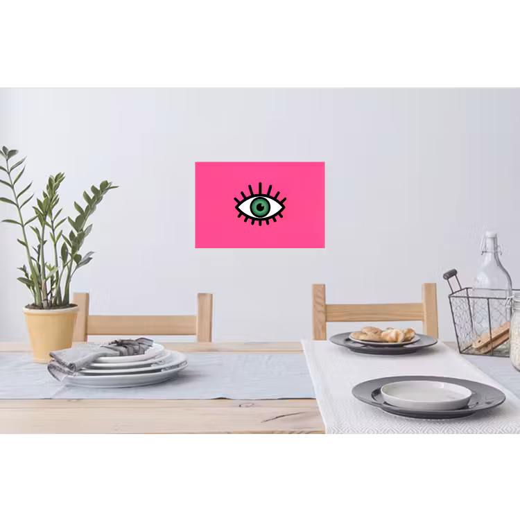 Minimalistisch - Oog - Roze Muursticker klein -eettafel