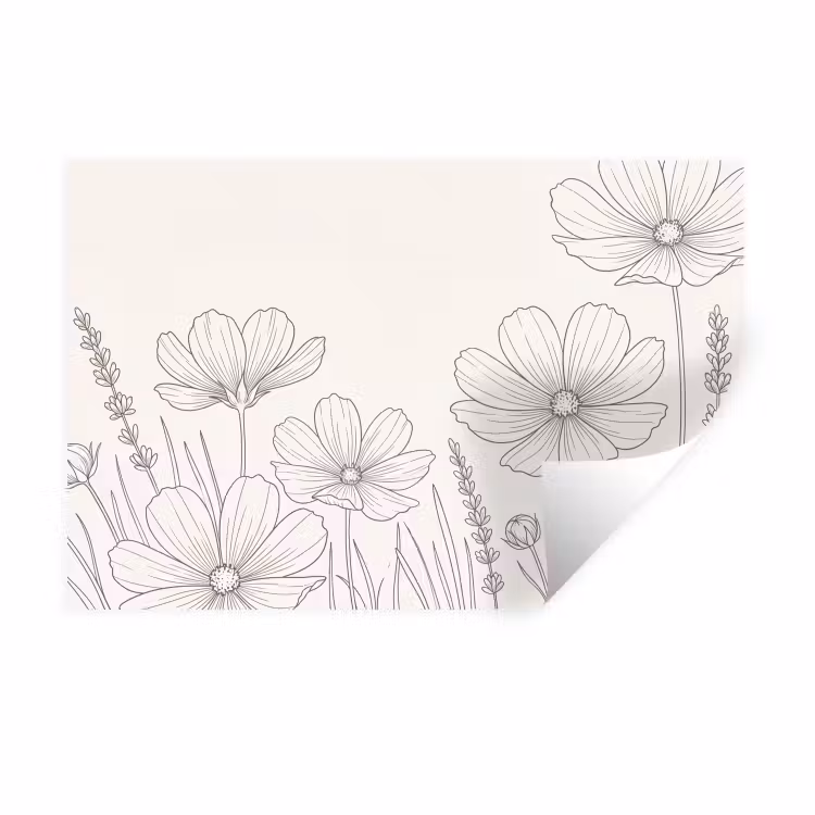 Minimalistisch - Modern - Bloemen - Beige Muursticker klein -3d