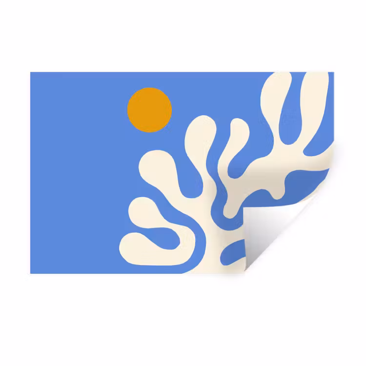 Minimalistisch - Organisch patroon - Blauw Muursticker klein -3d